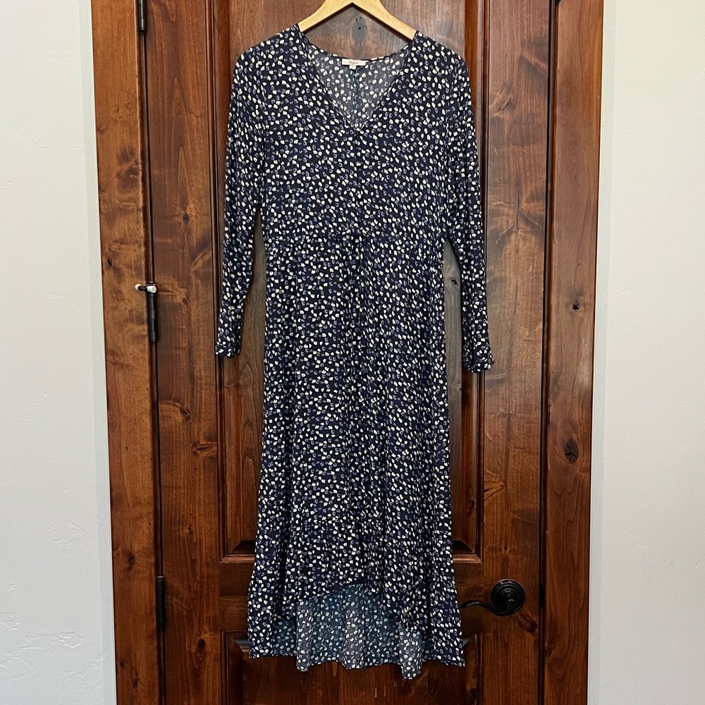 Rails Navy and White Long Sleeve Dress